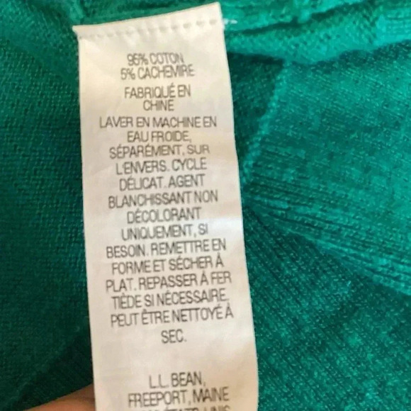 LL Bean Cotton Knit Button Down Green Cardigan Sweater Size Large - Picture 6 of 7